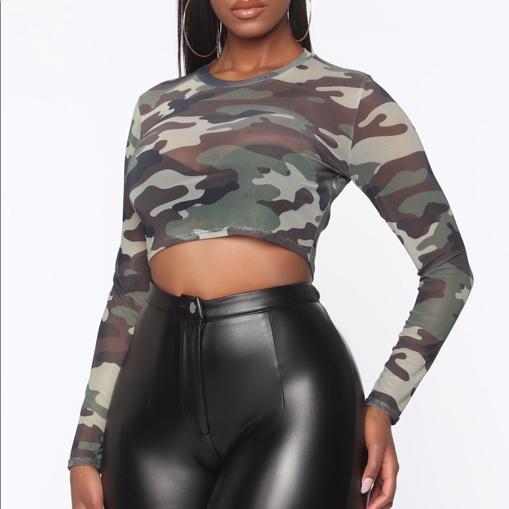 Mesh Camo Crop Top